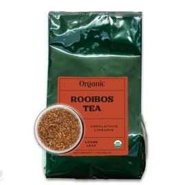Worldwide Botanicals Organic Red Rooibos Tea – 1lb - 100% South African Aspalathus linearis – Loose Leaf, Cut and Sifted - Resealable Bag for Freshness, 1 Pound Bag