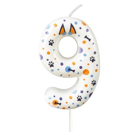 WQINX Dog paw Themed Birthday Candles, Digital Dog paw Birthday Party Supplies, Suitable for Bluey Theme Parties, as Well as pet Celebrations, Adult and Children's Birthday Celebrations (9)