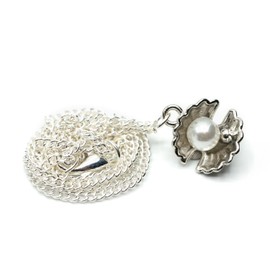 Miniblings Oyster Shell Chain 45cm Pendant Necklace Pearl Metal Silver White