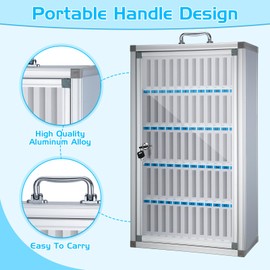 Amylove 60 Slots Cell Phone Locker Cabinet Aluminum Alloy Pocket Chart Storage Locker Box Cabinet Wall-Mounted Cell Phones Storage Box with Handle for Office Classroom Gym (White)