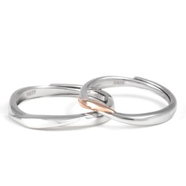 [Nicoiro] Pair Ring, Love and Tenderness Overlap Ring, One Size Fits Most, Couples, Matching Ring, Silver (S925), Silver, No Gemstone
