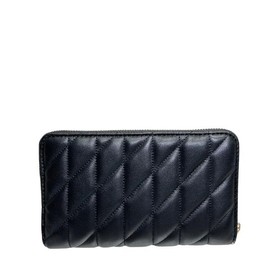Coach CZ339 IMBLK Women's Folding Wallet Quilted Medium ID Zip Around Wallet Black, Black