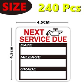 SAHENITEANA Oil Change Stickers, 2 Inch Next Service Due Stickers Removable Oil Change Reminder Labels Oil Change Stickers Static Cling, No Residue for Vehicle Window (240 Pcs)