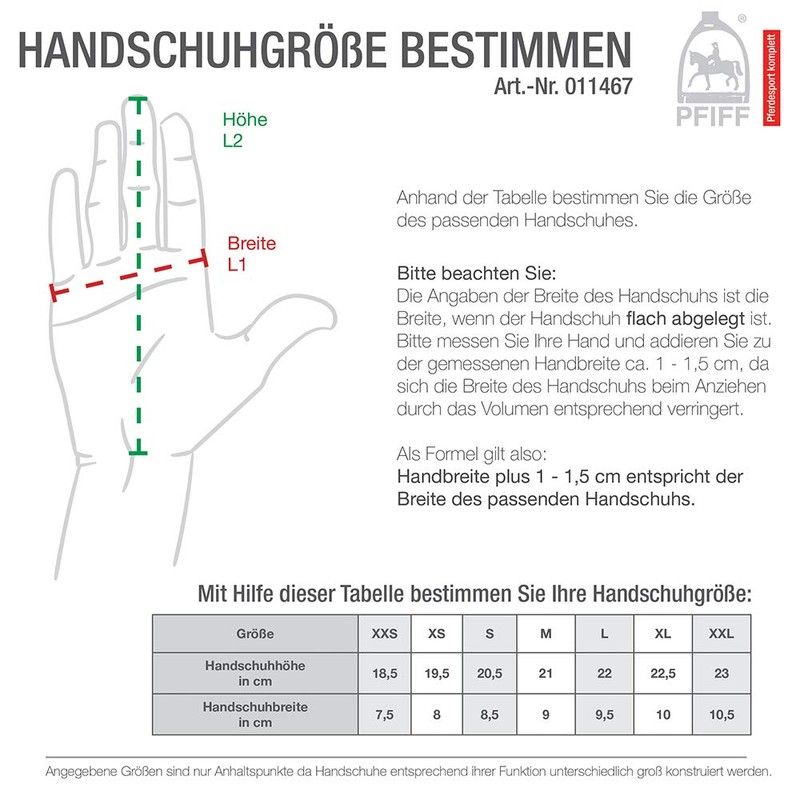 PFIFF Riding Leather Glove, Black, XX-Small