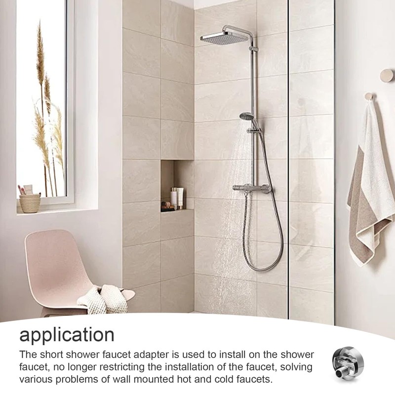 0XBIT Short Shower Tap Adaptor, Adjustable Angled Bent Base, Angled