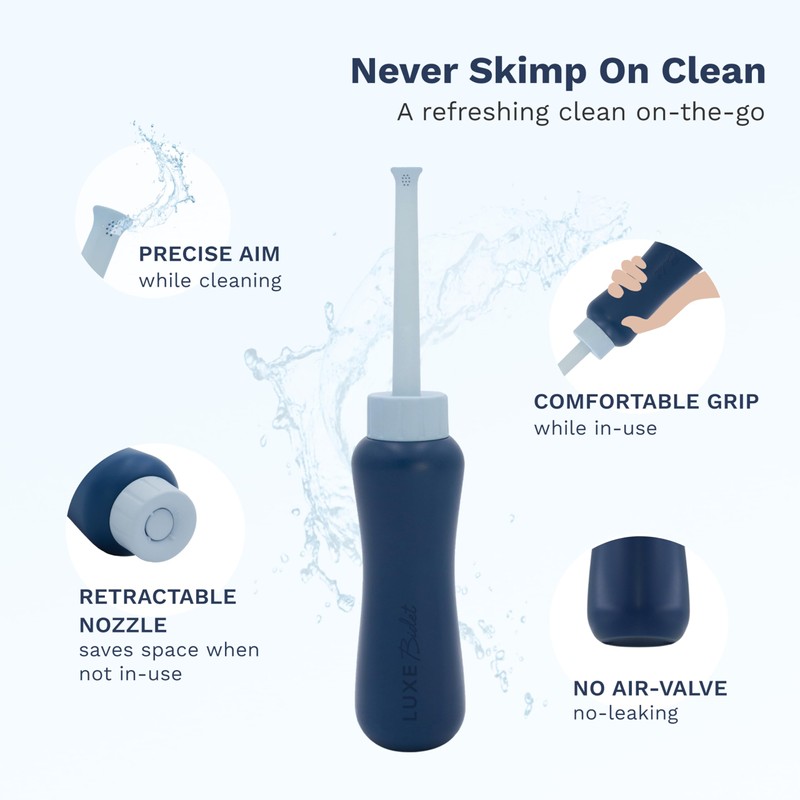 LUXE Bidet Portable Travel Bidet - 450-mL Capacity, Non-Slip, Ergonomic