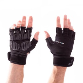 PULLUP & DIP Training Gloves for Weightlifting, Fitness Gloves with Wrist Brace for Men & Women, Workout Gloves for Bodybuilding, Weight Training, Powerlifting, Fitness (M)