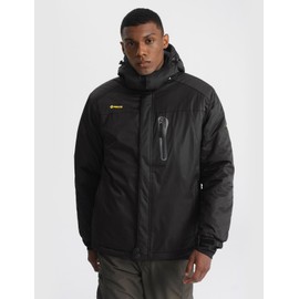 GEMYSE Men's Mountain Waterproof Ski Snow Jacket Winter Windproof Rain Jacket (Black,Medium)