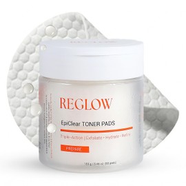 ReGlow EpiClear Toner Pads – Exfoliating Facial Pads with PHA, AHA, BHA & Niacinamide – Pore Care, Hydrating & Resurfacing Daily Peel – Clinic-Inspired Skincare for Smooth Texture 60 Pads (1 pack)