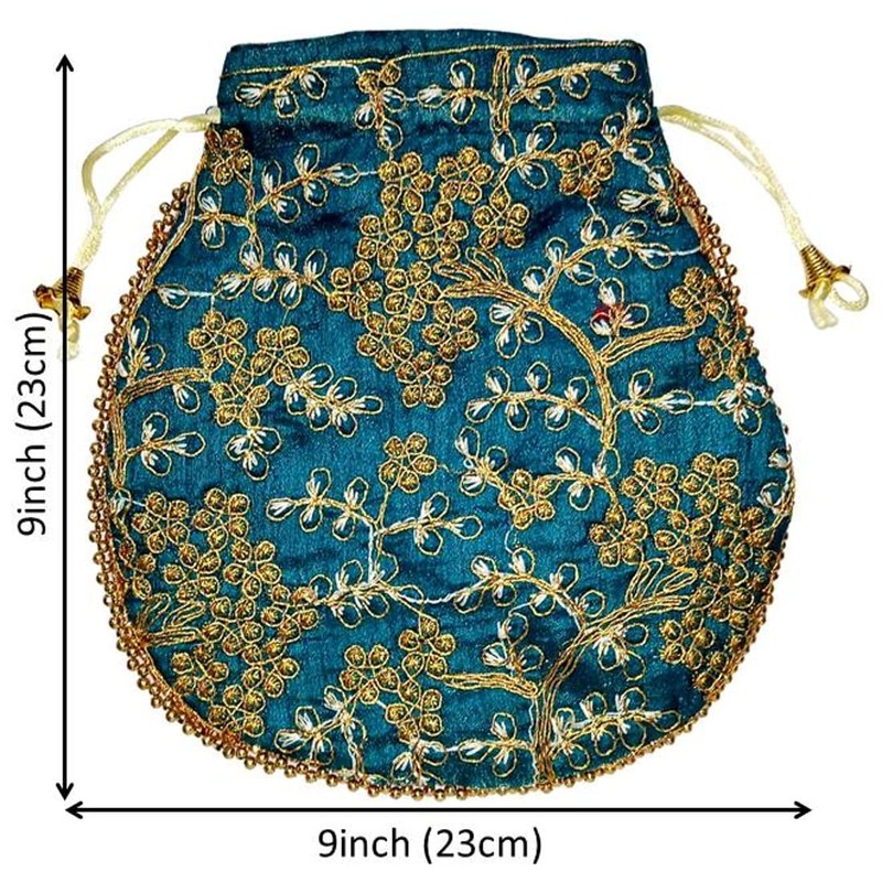 Purpledip Potli Bolsa (embrague, bolso con cordón) para mujer con