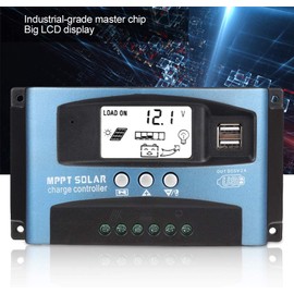 100A MPPT Solar Charge Controller, Solar Charger Controller with LCD Display, Dual USB, Multiple Load Control Modes, MPPT Technical Maximum Charging Current
