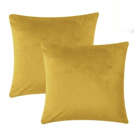 Imperial Rooms Cushion Covers 45 x 45 cm Pack of 2 Square Throw Velvet Pillow Cases Bedroom Decor Cushion for Sofa Living Room Car (Ochre, 18 x 18 Inch)
