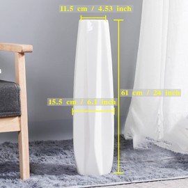 Ceramic Floor Large Vase 24 Inches Tall,White Modern Flower Tall Vases for Office, Home,Farmhouse,Living Room Décor,Simple Origami Design Fall Decorative Porcelain Flower Arrangement Vase Ideal Gift