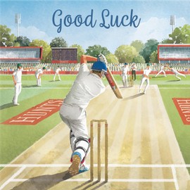 Hunts England - Cricket Good Luck Card For Him - Milo's Gallery - Sport Card For Cricket Fans, Men - Good Luck Card For Exams, Driving Test, New Job, Travelling, Moving, etc.