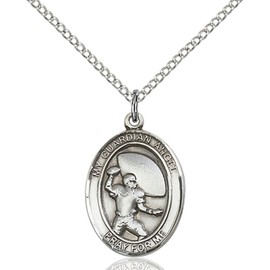 bliss Sterling Silver Football Guardian Angel Medal Pendant Necklace W/ Chain