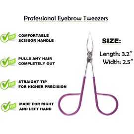 ITALLY Professional Salon TWEEZERS with Easy Scissor Handle, The BEST PRECISION EYEBROW TWEEZERS Men/Women, Pinzas Para Cejas, Ingrown Hair, Blackhead;Colors MADE IN MEXICO (Luxury-Purple)