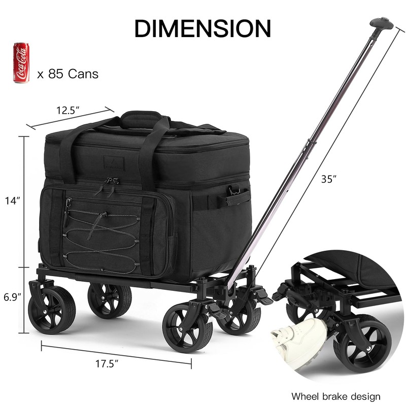 Extra Large Wheeled Portable Cooler Bag 85 Cans Double Deck