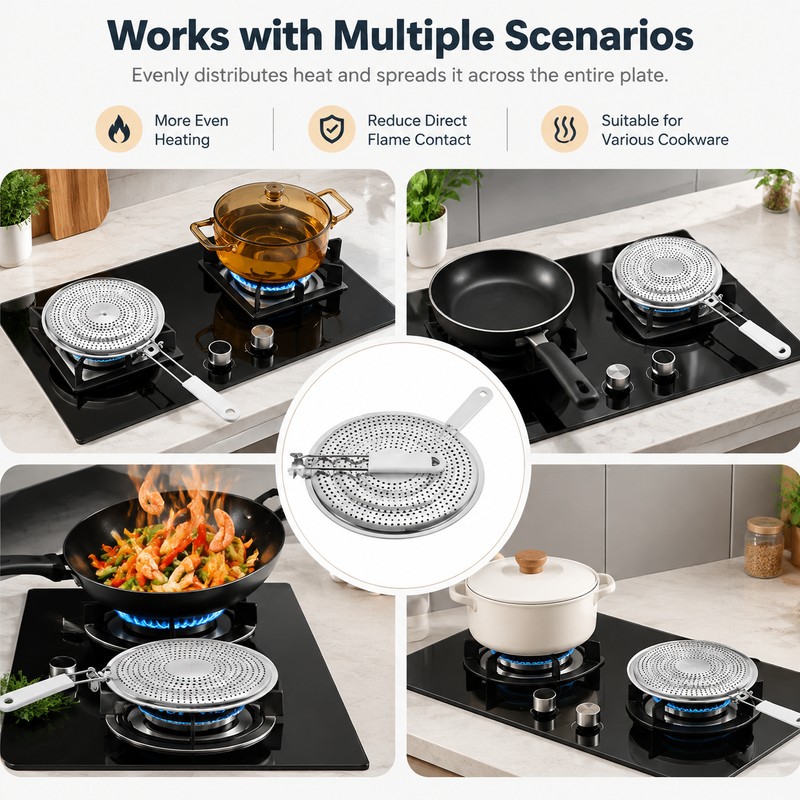 Even Heat Distribution Diffuser for Gas Stovetops – Double Thickening