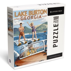 Lantern Press 1000 Piece Jigsaw Puzzle, Lake Burton, Georgia, Water Skiing Scene