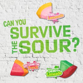 WARHEADS Wedgies - Sour Chewy Candy - Pink Lemonade, Cherry Limeade & Watermelon Punch Flavors - 7.25 oz. Bags - 12 Pack