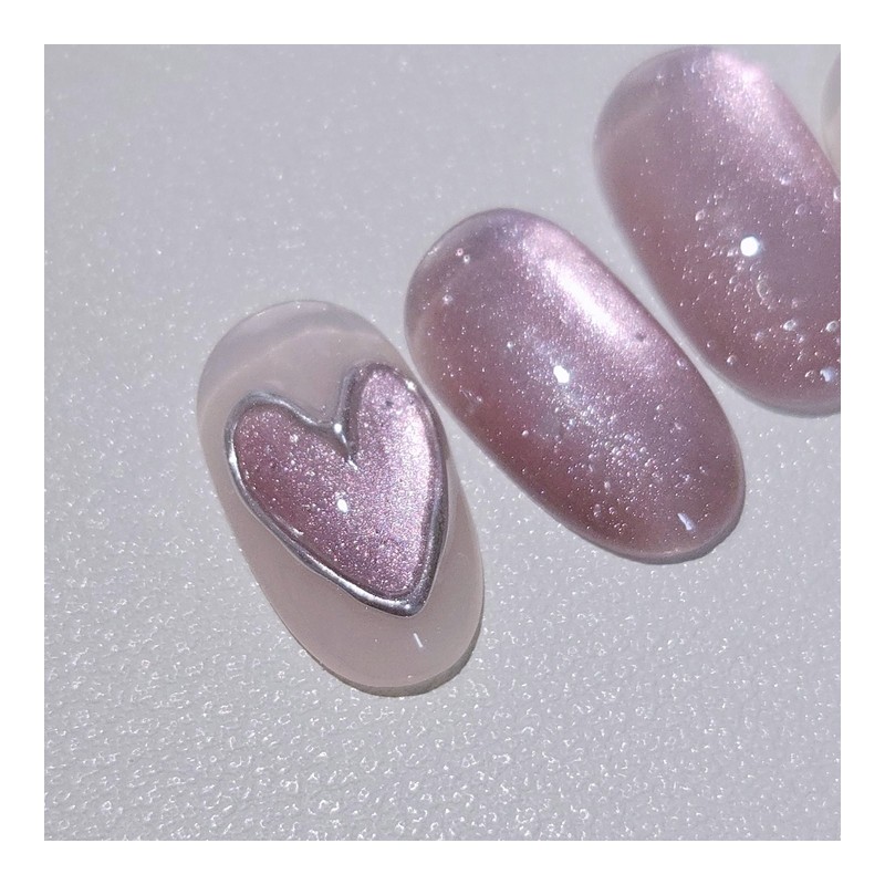 Heart Magnet Handmade Nail Tip Magnetic Nail Silver Heart Ribbon
