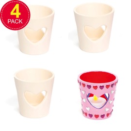Ceramic Heart Tealight Holders for Kids to Paint & Decorate for Valentines (Pack of 4)