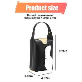DUSCOKE Car Tissue Holder, Large Car Headrest Hanging Tissue Box Cover, PU Leather Auto Napkin Holder, Universal Vehicle Backseat Paper Organizer for Cars Sun Visor (Black)
