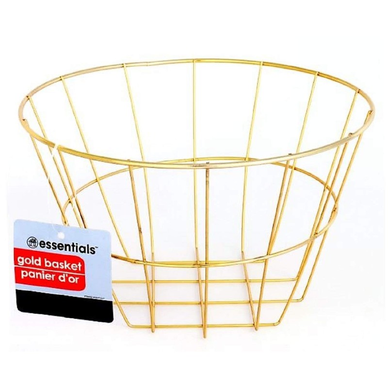 Gold Iron Wire Baskets and Trays, Round and Rectangular, 4-ct