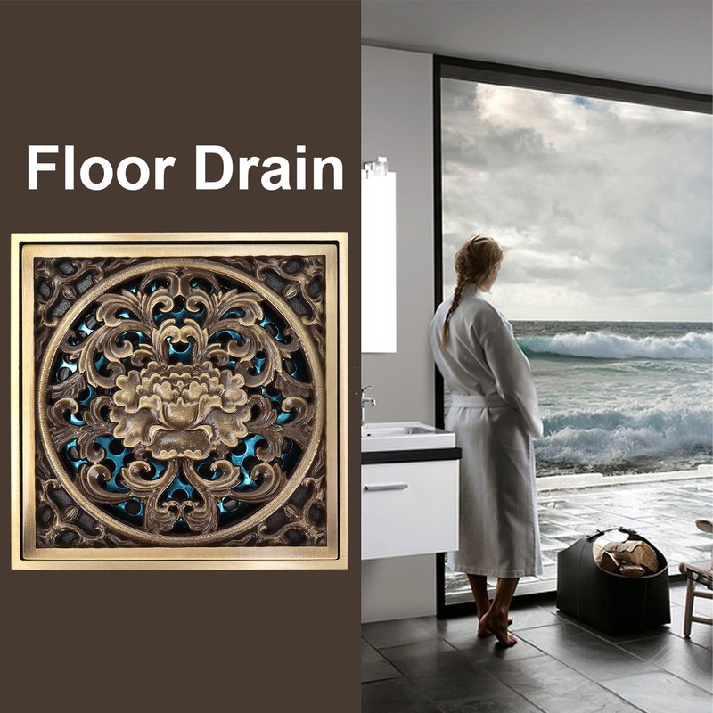 10x10cm Floor Drain Antique Copper Anti Odor Bathroom Floor Drainer