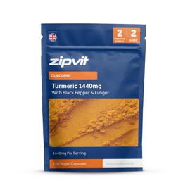 Zipvit Turmeric Curcumin 1440mg with Black Pepper and Ginger Root, 120 Vegan Capsules, 2-Month Supply, High Strength Turmeric Supplement