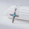 OHAYOO Feather Cross Pendant Necklace for Women 925 Sterling Silver