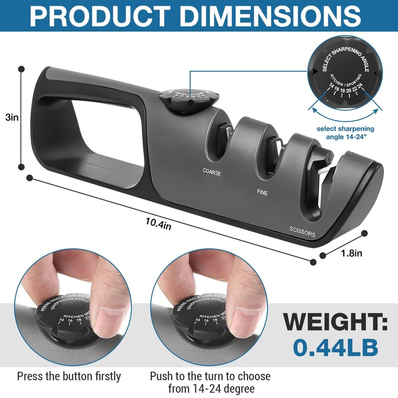Adjustable Angle Knife Sharpener – Multi-Function Sharpening Tool with Non-Slip