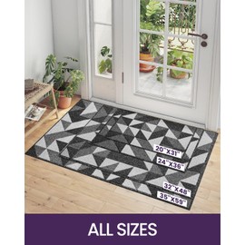DEXI DEXI Front Door Mats for Entryway, Non Slip Washable Low-Profile Entry Doormat, Absorbent Resist Dirt Inside Floor Entrance Mat, Patio, 32x48, Black/White