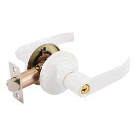 Door Latch with 3 Keys, Stainless Steel Door Lock Knob Long Handle Design Bedroom Door Locks Brushed Door Lever for Home Office (White)