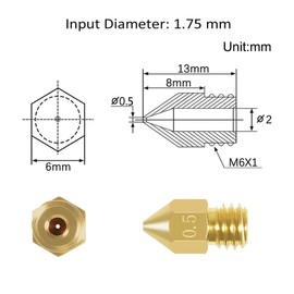Aokin 8 Pcs 0.5mm MK8 Extruder Nozzles 3D Printer Nozzles for Creality Ender 3/3 Pro/3 V2, Ender 5/5 Pro, CR-10/10S, Makerbot, Anet A8 3D Printer