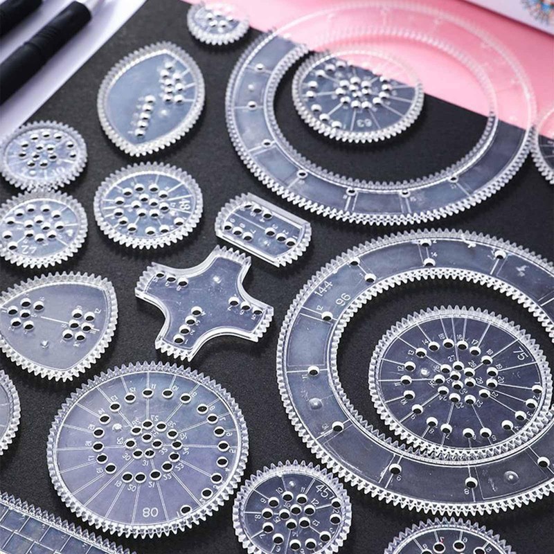 LKTFATD 22Pcs Spirograph Drawing Set Geometric Spiral Stationery Tool Drawing