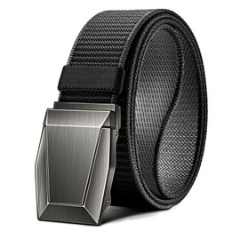 KEMISANT Tactical Belt Men's Work Belt Military Hiking 3.8 cm Quick Release Metal Buckle, Black/Dark Grey 3090, 30 - 34 inches waist adjustable