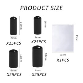100 Pieces of Small Parts Protective Caps, Inner Diameter 2mm, 3mm, 4mm, 6mm, 1 Piece of Transparent Zipper Bag, Cable Protector, Rubber Sleeve Plastic Cap, Screw Protective Sleeve