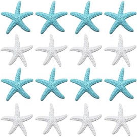 GORGECRAFT 20PCS 2 Colors Resin Starfish Ornaments Colorful Ocean Sea Beach Theme Mini Artificial Pencil Finger Starfish Decor for Christmas Tree Hanging Wedding Party Home Crafts Blue White