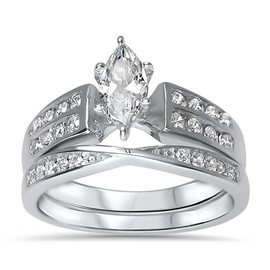 His & Her Wedding Rings Set, TRIO Couples Engagement Rings for Bride & Groom Men & Women 9/12