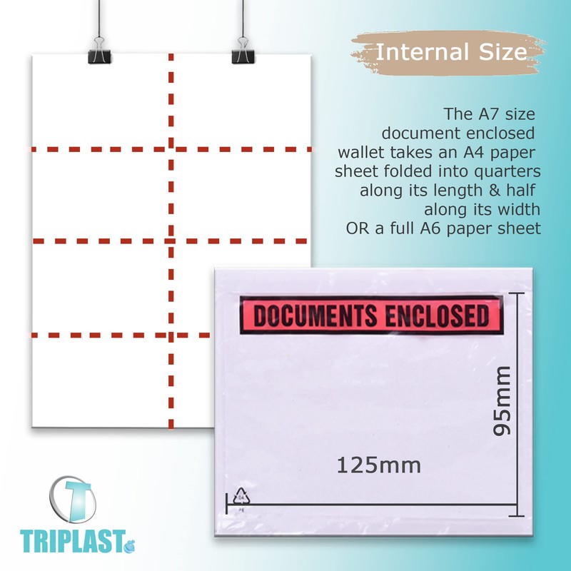 Triplast 100 x A7 Printed Document Enclosed Wallet (95 x