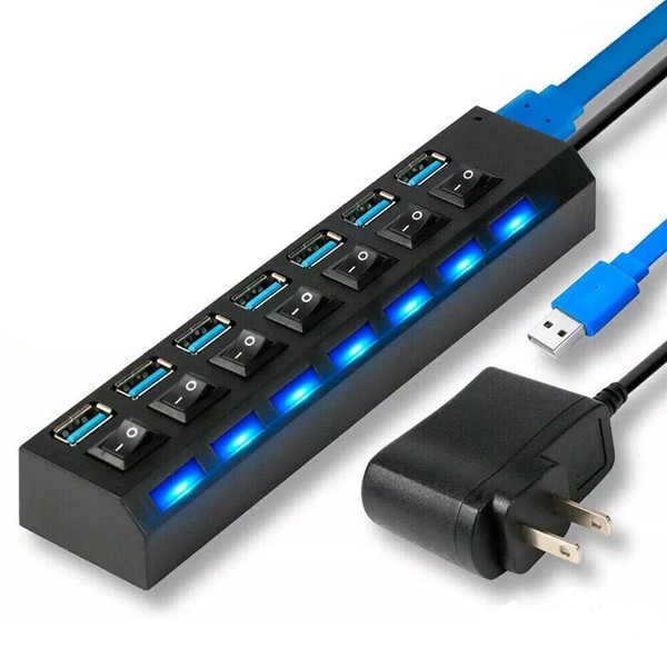 KANCOKIT 7 Ports USB 3.0 Hub for PC, Powered Splitter