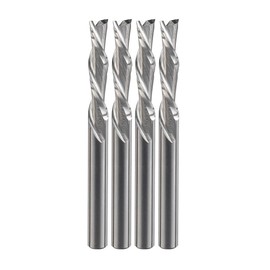 Ultra-Shear Solid Carbide Router Bit, 1/4" CD, 1/4" SH, 1-1/4" CL, Down Cut, 2 Flute, 4 Pack USA Made Spiral Bit for CNC, Hand & Table Routers US2125D