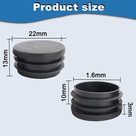 AZWOOD Lamellar Plugs, Round, 24 Pieces, 22 mm, Round End Caps Made of PE Plastic, Round Plugs, Black, Pipe Plugs, Diameter 22 mm, for Pipe Cover of Aluminium Tube, Stainless Steel Tube for Perfect