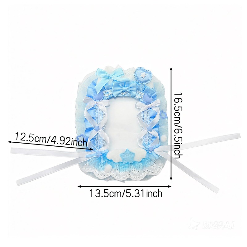 Ruffled Lace Trim Photocard Holder with Kitten Ear Design -