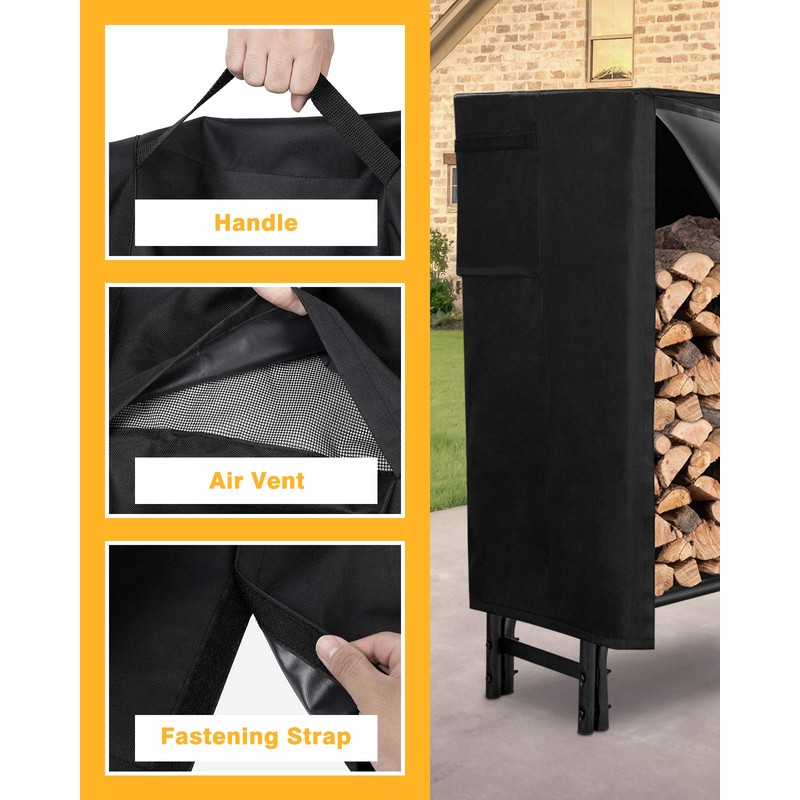 GASPRO 8FT Firewood Rack Outdoor with Cover, Adds Sturdy Middle