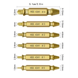Damaged Screw Extractor Set - Remover for Stripped Screws Nuts Bolts, Drill Bit Tools for Easy Removal of Rusty Broken Hardware, 6PC HSS Drill Bit Bolt Extractor Kit, Hardware Gifts for Men (Metals)