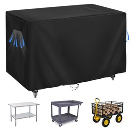 Safipotts Outdoor Prep Table Cover Rectangle Waterproof, Patio Stainless Steel Table Cover, Workbench Covers Waterproof, Picnic BBQ Grill Cart Covers (Black) (Black, 48''L x 30''W x 35''H)