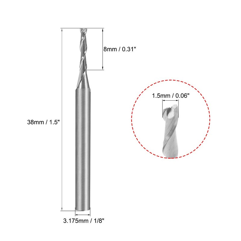 sourcing map 5 Pieces 1/8 Inch Shank 1.5 mm x