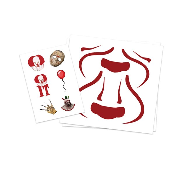 Pennywise Temporary Tattoos |(2-Pack) PLUS Bonus"It" Tattoos | Skin Safe | MADE IN THE USA | Removable